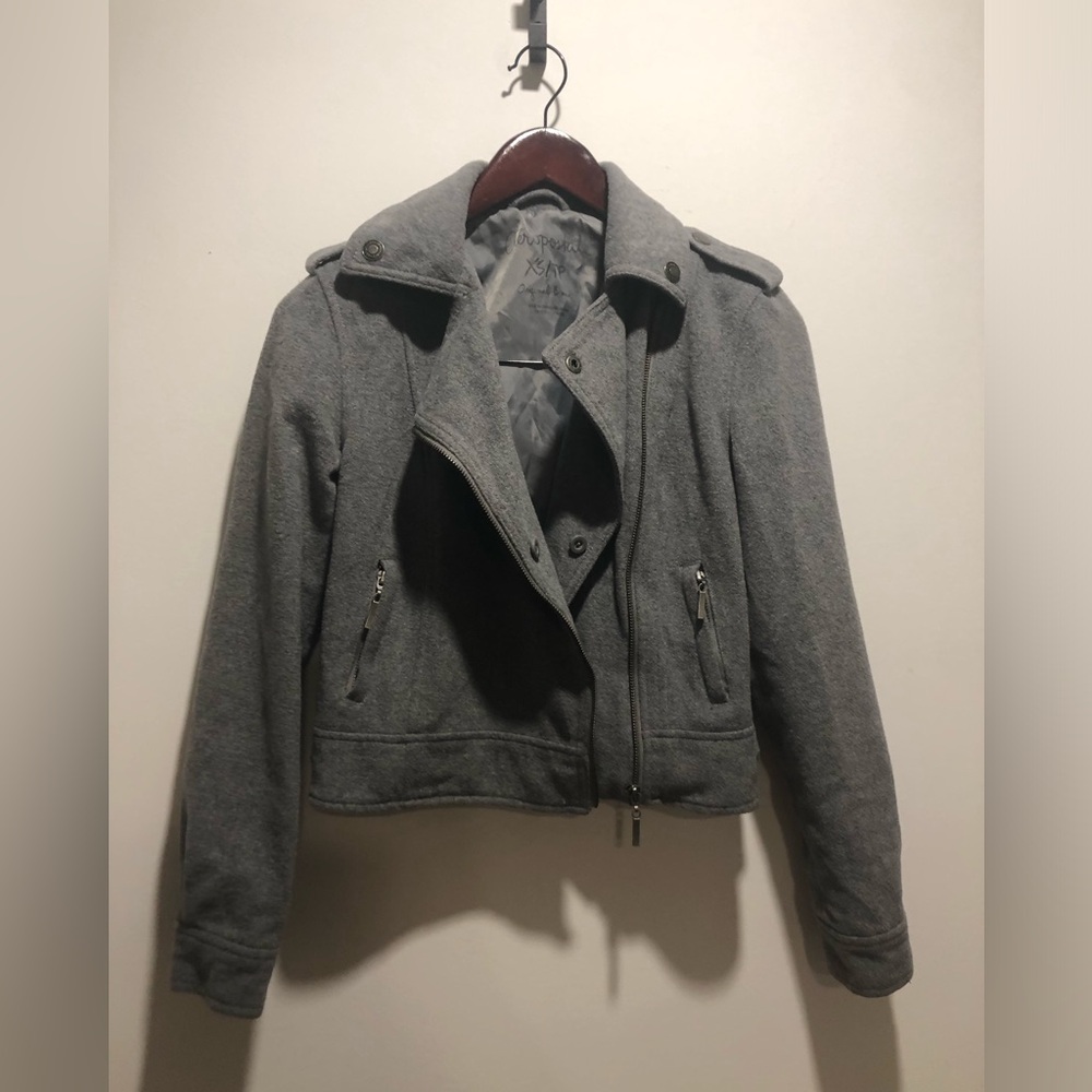 Aeropostale Gray Cropped Moto-Style Jacket